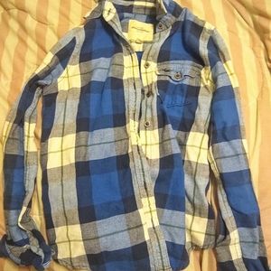 Abercrombie Blue, Green, and White Plaid Flannel